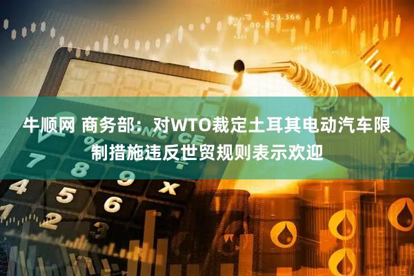 牛顺网 商务部：对WTO裁定土耳其电动汽车限制措施违反世贸规则表示欢迎
